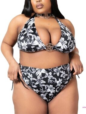 NWT Killstar Harlette's Revenge Skull Floral Bikini Swimsuit Plus Size 4XL